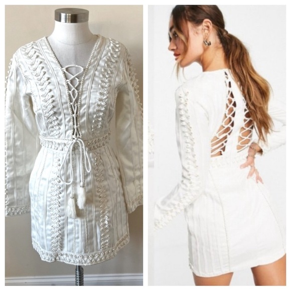 ASOS White Lace-Up Mini Dress - Picture 1 of 13